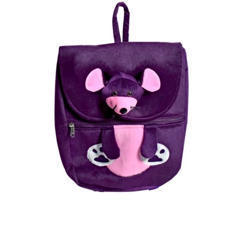 Ultra Mouse Face Plush Stuffed Animal School Bag 14 Inch Purple
