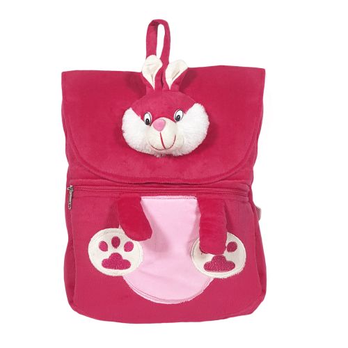 Ultra Bunny Face Felt Velvet Plush Stuffed Animal School Bag 14 Inch Pink