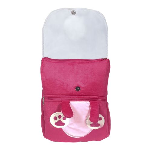 Ultra Bunny Face Felt Velvet Plush Stuffed Animal School Bag 14 Inch Pink