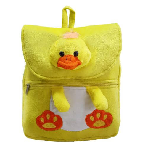 Ultra Duck Face Felt Velvet Plush Stuffed Animal School Bag 14 Inch Yellow