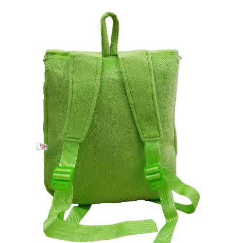Ultra Frog Face Felt Velvet Plush Stuffed Animal School Bag 14 Inch Green