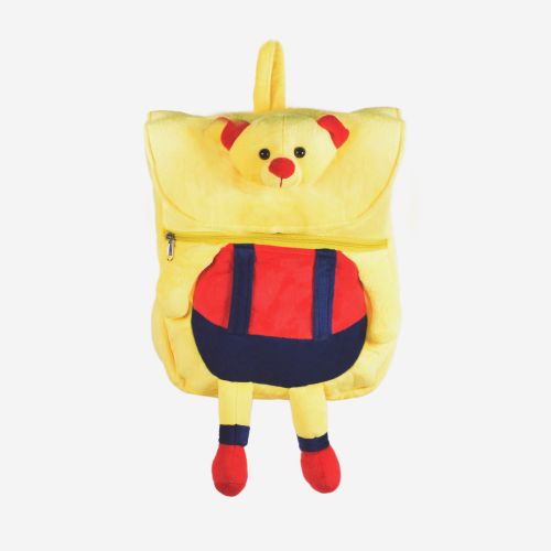 Ultra Cute Teddy Face Felt Velvet Plush Stuffed Animal School Bag 14 Inch Yellow