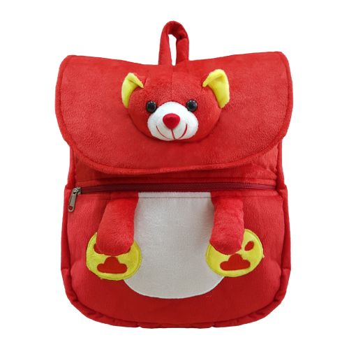 Ultra Cute Teddy Face Felt Velvet Plush Stuffed Animal School Bag 14 Inch Red