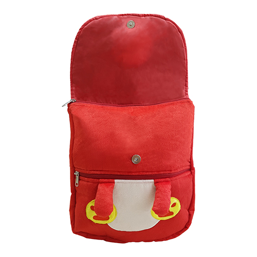 Ultra Cute Teddy Face Felt Velvet Plush Stuffed Animal School Bag 14 Inch Red
