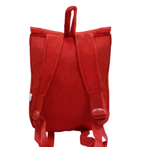 Ultra Cute Teddy Face Felt Velvet Plush Stuffed Animal School Bag 14 Inch Red