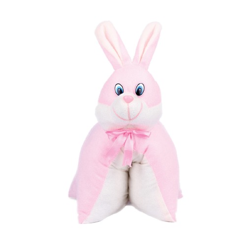 Ultra Cute Bunny Folding Plush Stuffed Soft Kids Pillow Cushion 14 Inch Pink