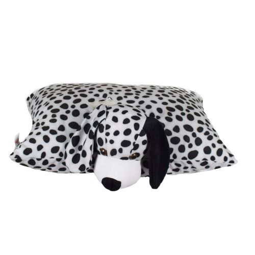 Ultra Dalmatian Dog Folding Plush Stuffed Soft Kids Pillow Cushion 17X13 Inch Black and White