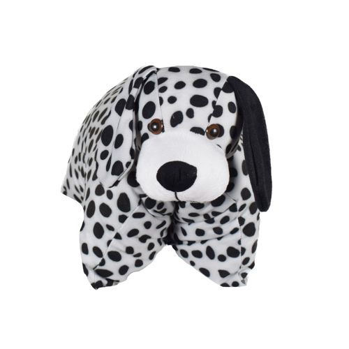 Ultra Dalmatian Dog Folding Plush Stuffed Soft Kids Pillow Cushion 17X13 Inch Black and White