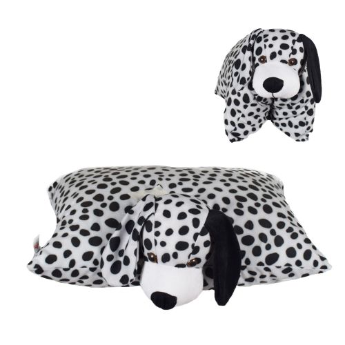 Ultra Dalmatian Dog Folding Plush Stuffed Soft Kids Pillow Cushion 17X13 Inch Black and White