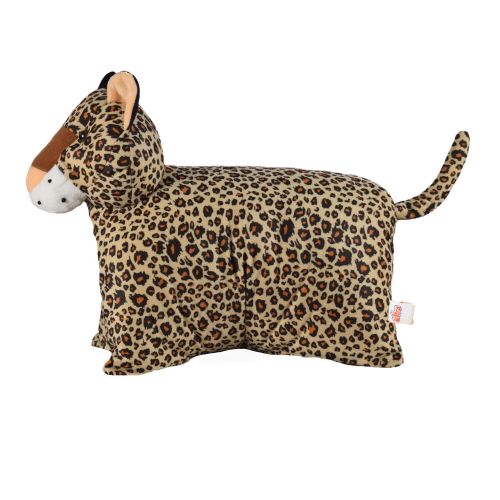 Ultra Leopard Folding Plush Stuffed Soft Kids Pillow Cushion 17X13 Inch Brown