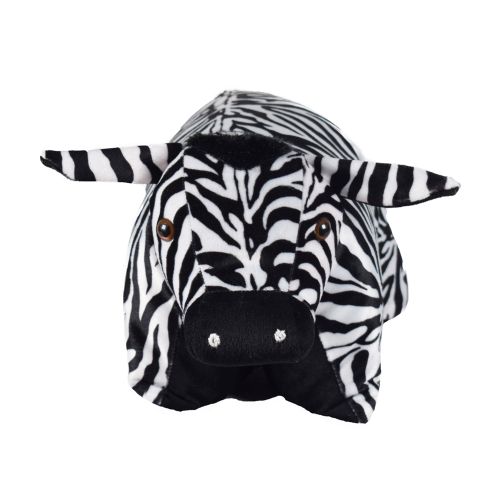 Ultra Zebra Folding Plush Stuffed Soft Kids Pillow Cushion 17X13 Inch Black and White