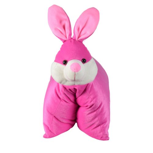 Ultra Rabbit Folding Plush Stuffed Soft Kids Pillow Cushion 17X13 Inch Pink