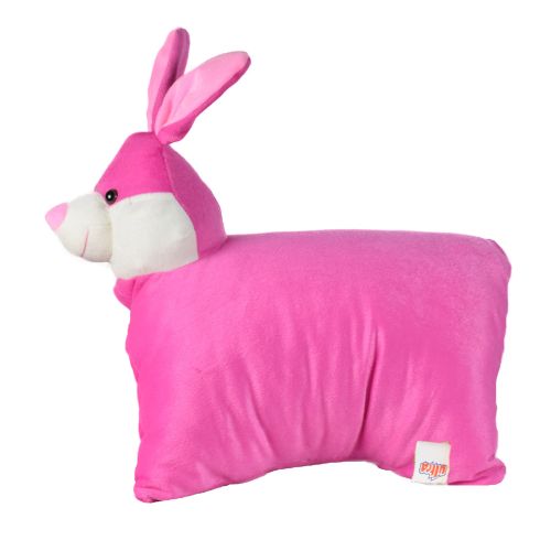 Ultra Rabbit Folding Plush Stuffed Soft Kids Pillow Cushion 17X13 Inch Pink