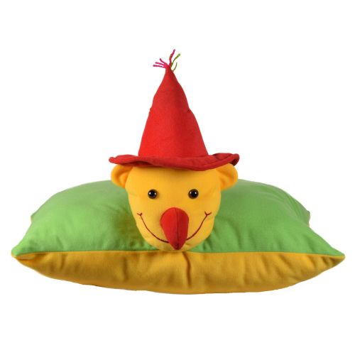 Ultra Clown Folding Plush Stuffed Soft Kids Pillow Cushion 17X13 Inch Yellow and Green