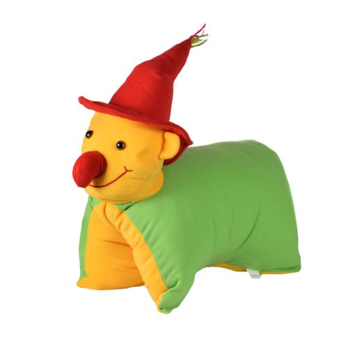 Ultra Clown Folding Plush Stuffed Soft Kids Pillow Cushion 17X13 Inch Yellow and Green