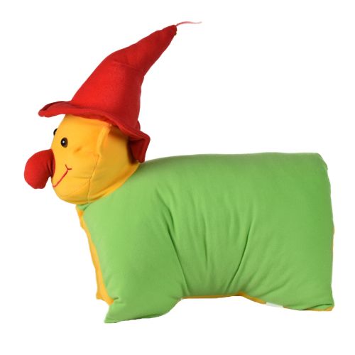 Ultra Clown Folding Plush Stuffed Soft Kids Pillow Cushion 17X13 Inch Yellow and Green