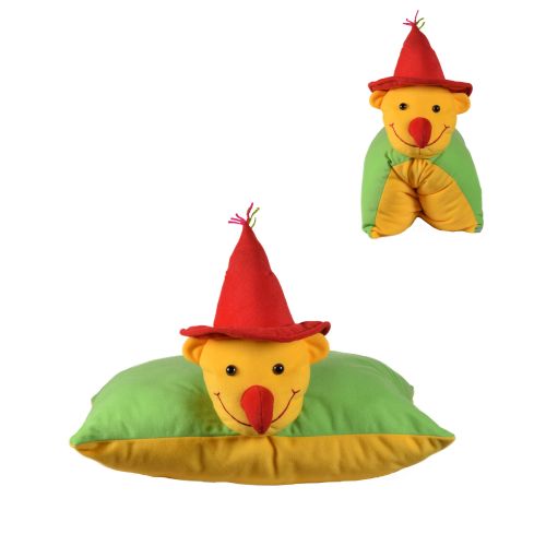 Ultra Clown Folding Plush Stuffed Soft Kids Pillow Cushion 17X13 Inch Yellow and Green