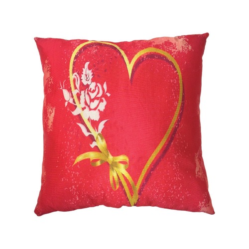 Ultra Premium Printed Throw Cushion Heart 13X13 Inch Red