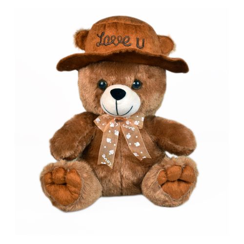 Ultra Cap Stuffed Teddy Bear Soft Plush Toy With Love You 9 Inch Brown