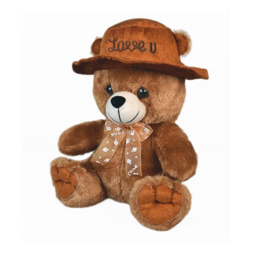 Ultra Cap Stuffed Teddy Bear Soft Plush Toy With Love You 9 Inch Brown