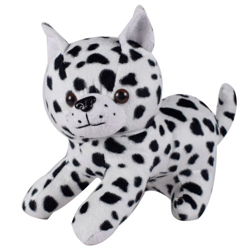 Ultra Cute Small Black Spotted Cat Stuffed Soft Plush Kids Animal Toy 8 Inch White