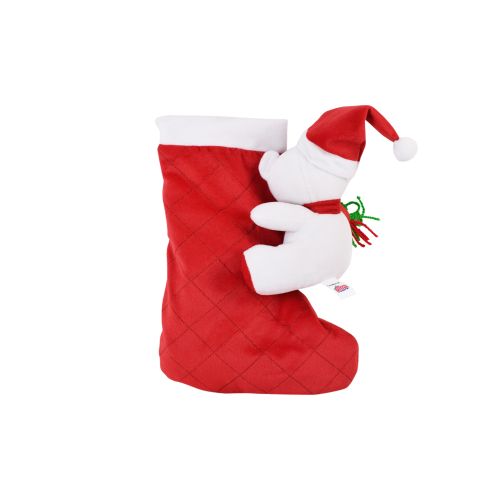 Ultra Christmas Santa Claus Stocking Sock Decor Gift Bag With Hanging Teddy 10 Inch