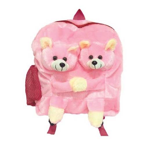 Ultra Twins Teddy Plush Stuffed Animal School Bag 14 Inch Pink