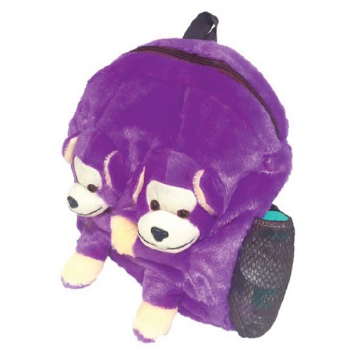 Ultra Twins Monkey Plush Stuffed Animal School Bag 14 Inch Purple