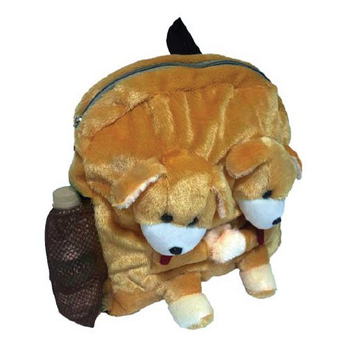 Ultra Twins Puppy Plush Stuffed Animal School Bag 14 Inch Brown