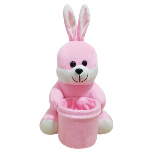 Ultra Bunny Soft Kids Pen Stand Holder Toy 8 Inch Pink