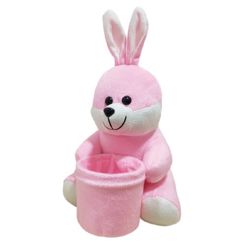 Ultra Bunny Soft Kids Pen Stand Holder Toy 8 Inch Pink