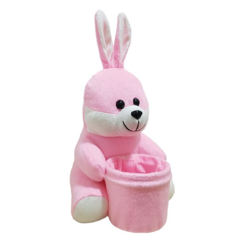 Ultra Bunny Soft Kids Pen Stand Holder Toy 8 Inch Pink