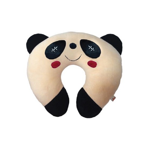 Ultra Soft Panda Design Travel Neck Support Cushion Pillow 14 Inch Creamy Peach