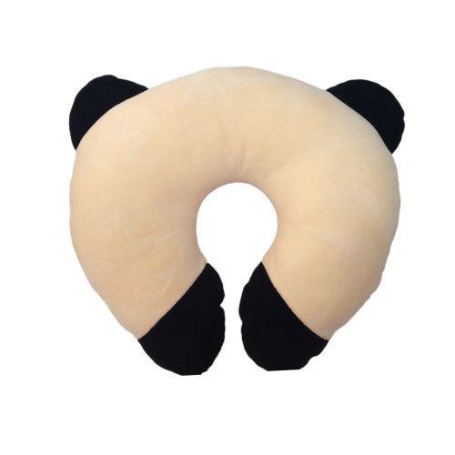 Ultra Soft Panda Design Travel Neck Support Cushion Pillow 14 Inch Creamy Peach