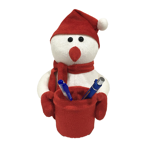 Ultra Snowman Soft Kids Pen Stand Holder Toy 8 Inch White