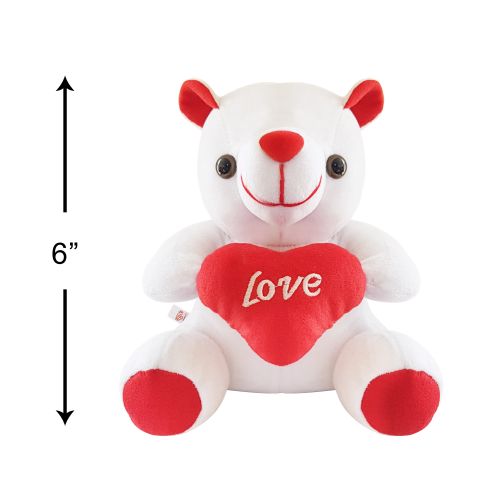 Ultra White Love Stuffed Teddy Bear Soft Plush Toy With Love Heart 6 Inch