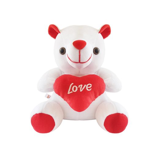 Ultra White Love Stuffed Teddy Bear Soft Plush Toy With Love Heart 6 Inch