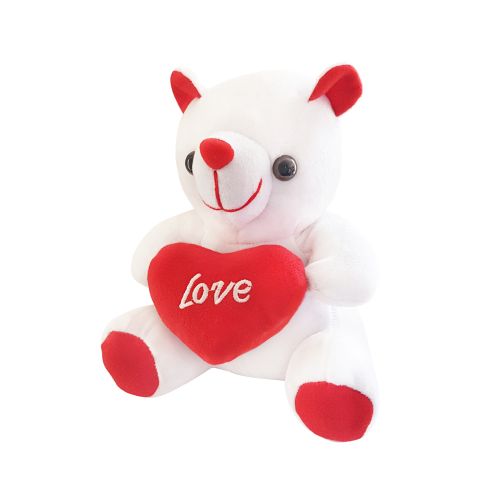 Ultra White Love Stuffed Teddy Bear Soft Plush Toy With Love Heart 6 Inch