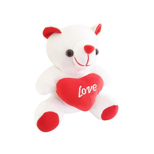 Ultra White Love Stuffed Teddy Bear Soft Plush Toy With Love Heart 6 Inch