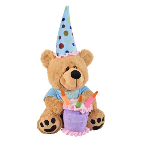 Ultra Happy Birthday Stuffed Teddy Bear Soft Plush Toy With Cake 11 Inch Brown