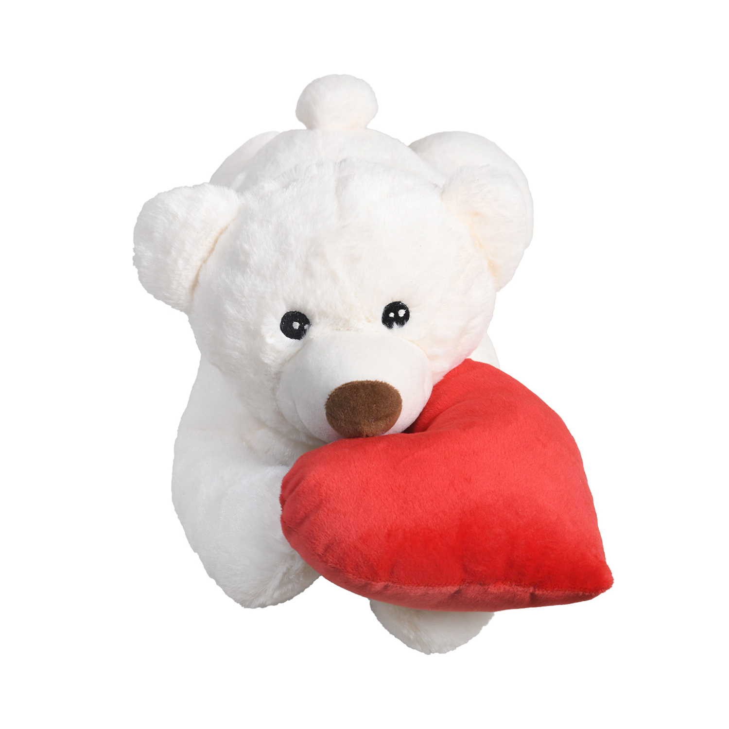 Ultra Valentine Lying Teddy Bear with Red Heart for Girlfriend Boyfriend 17 Inch Cream