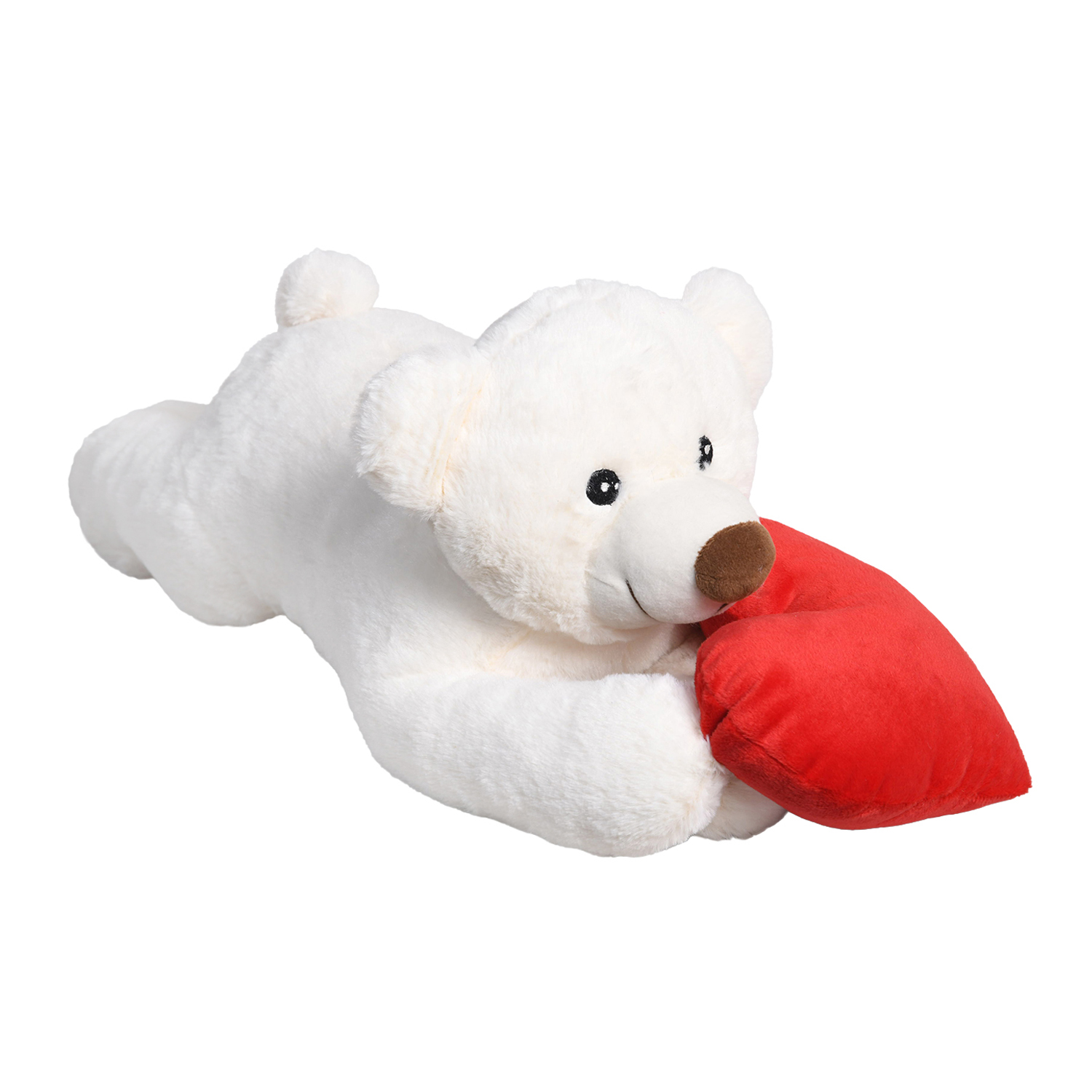 Ultra Valentine Lying Teddy Bear with Red Heart for Girlfriend Boyfriend 17 Inch Cream