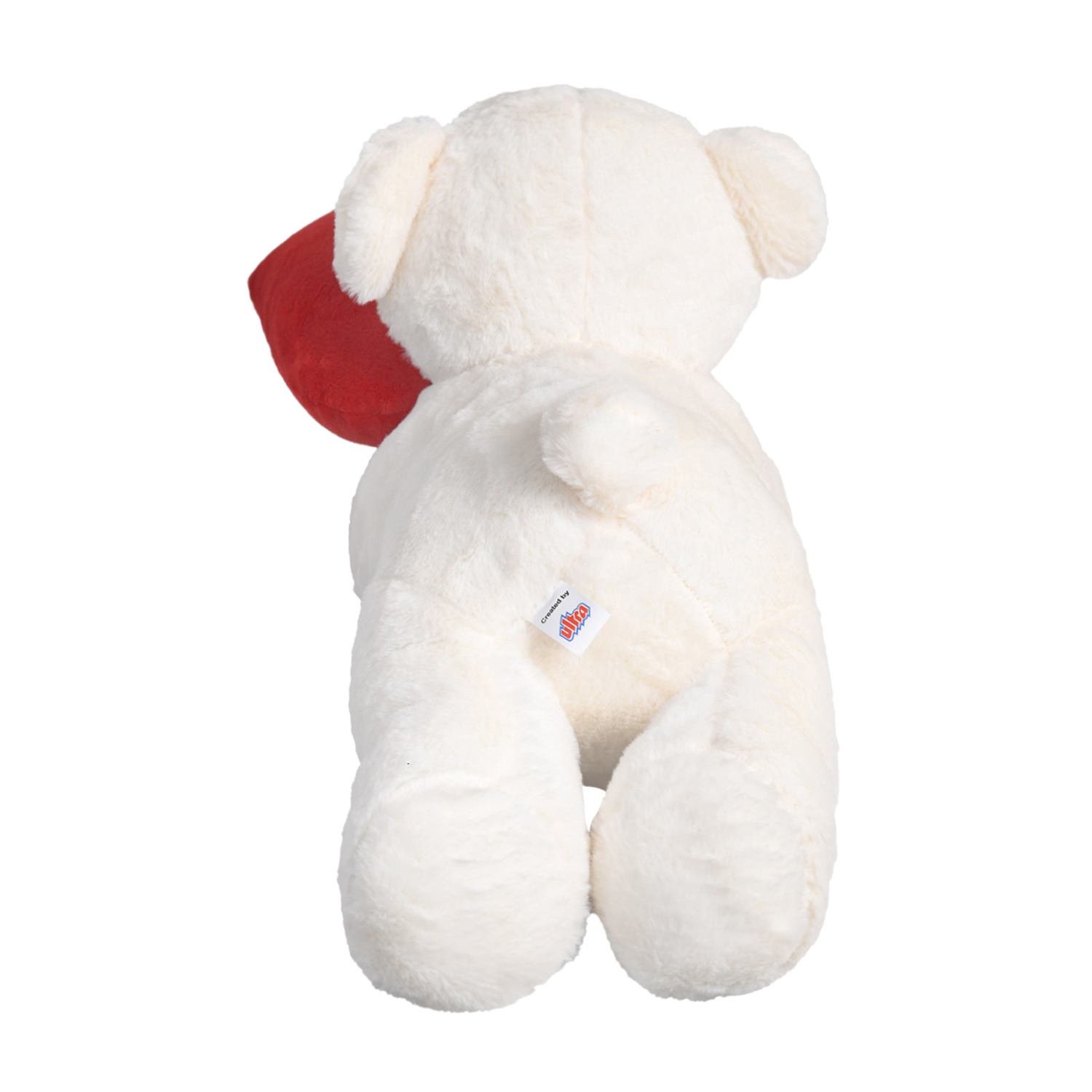 Ultra Valentine Lying Teddy Bear with Red Heart for Girlfriend Boyfriend 17 Inch Cream