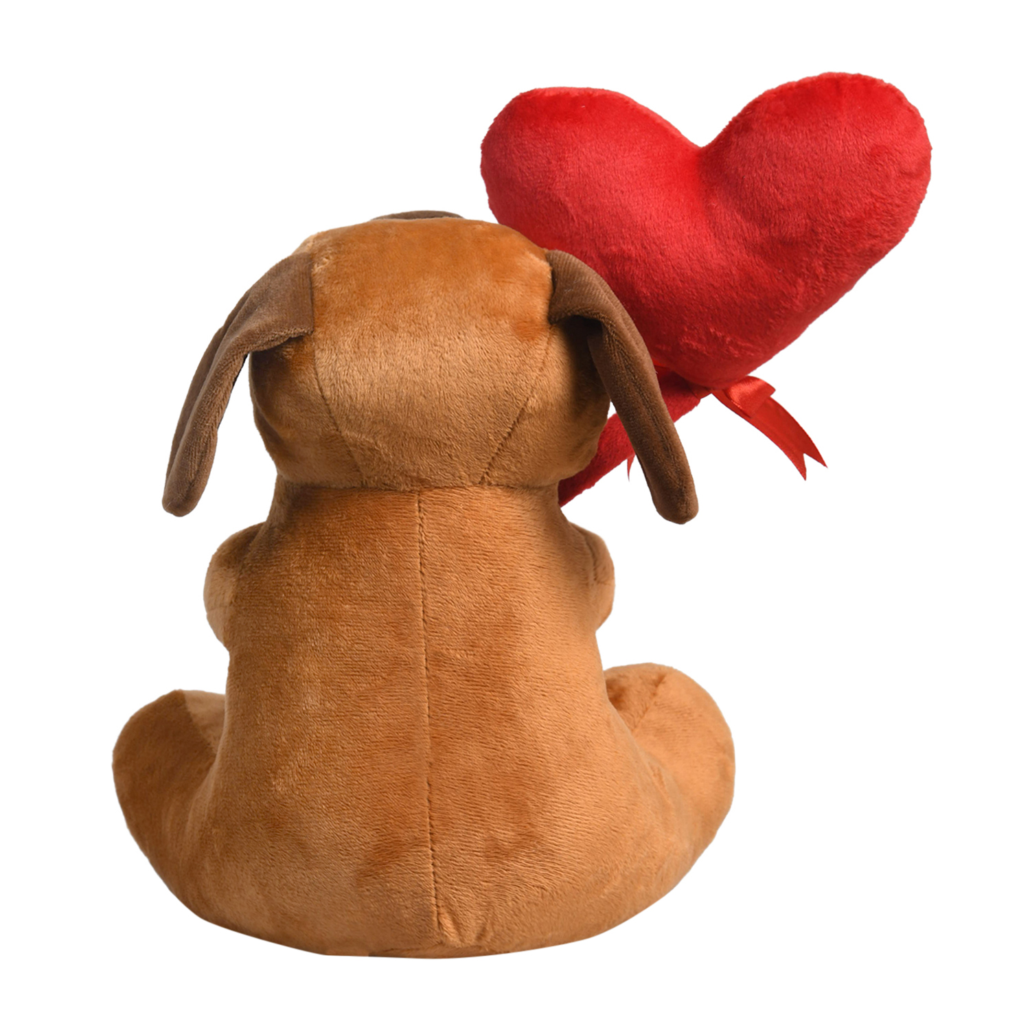 Ultra Stuffed Sitting Dog Holding Red Heart Be Mine Valentine Plush Toy 10 Inch Brown