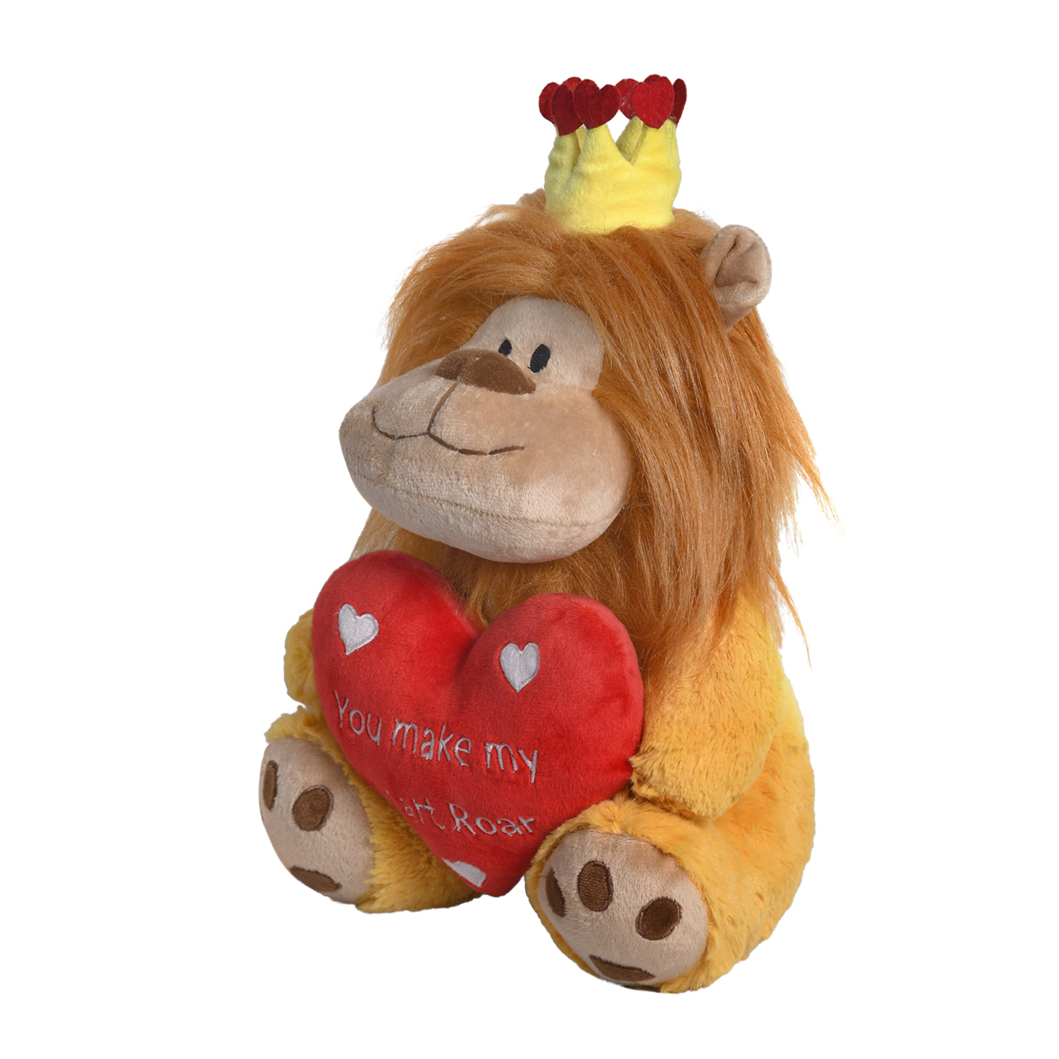 Ultra Wild Lion Stuffed Soft Plush Kids Animal Toy Holding Red Heart 13 Inch Brown