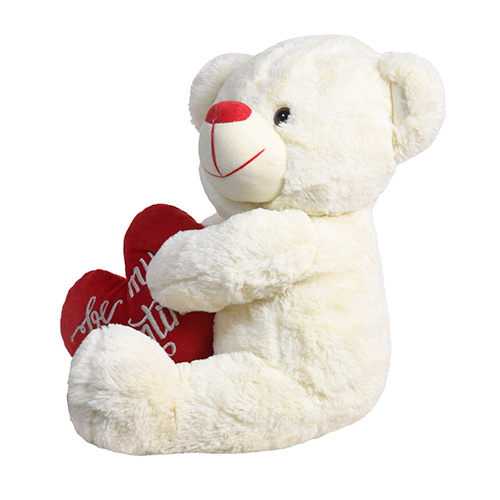 Ultra Side Face Stuffed Teddy Bear with Be My Valentine Red Heart 12 Inch Cream