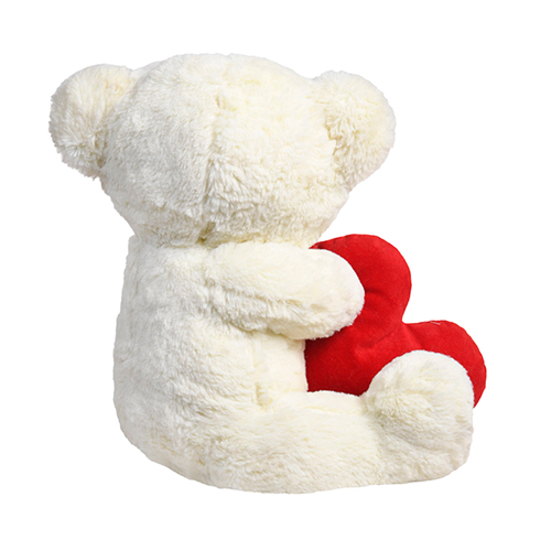 Ultra Side Face Stuffed Teddy Bear with Be My Valentine Red Heart 12 Inch Cream