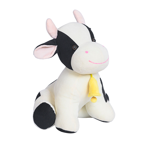 Ultra Huggable Sitting Cow Stuffed Soft Plush Kids Animal Toy 11 Inch Multicolor