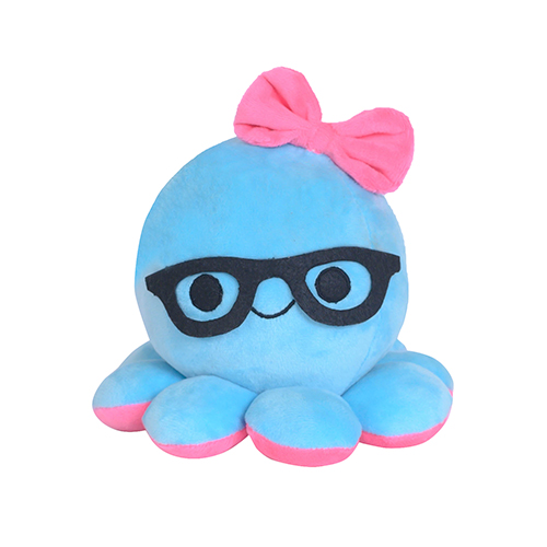 Ultra Octopus with Spectacles Bow Stuffed Soft Plush Kids Animal Toy 7 Inch Sky Blue