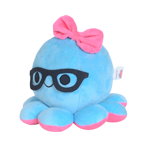 Ultra Octopus with Spectacles Bow Stuffed Soft Plush Kids Animal Toy 7 Inch Sky Blue